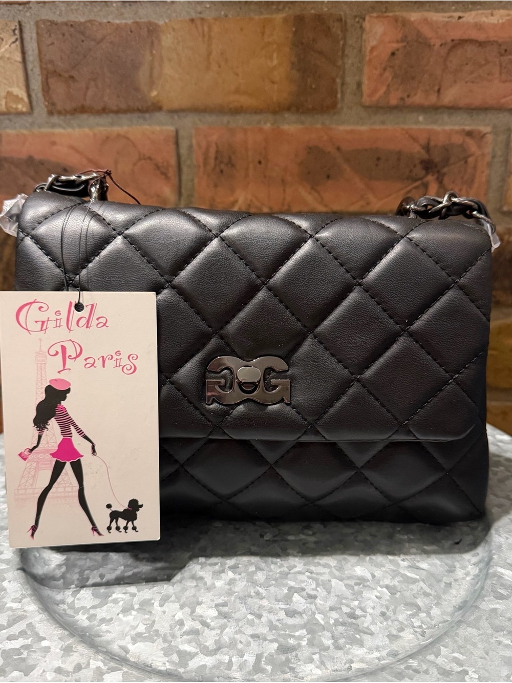 Gilda Paris Quilted Black Messenger Bag MSRP $129